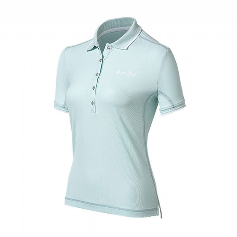 ODLO 女銀離子短袖POLO衫 淺藍