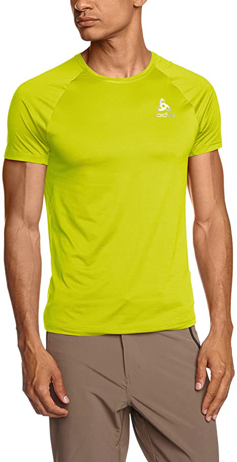 ODLO 男短袖彈性背網織衫 鵝黃綠