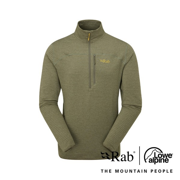 RAB 淺卡其Ascendor Light Pull-On男款輕量保暖半拉鍊長袖排汗衣 半門襟 中層