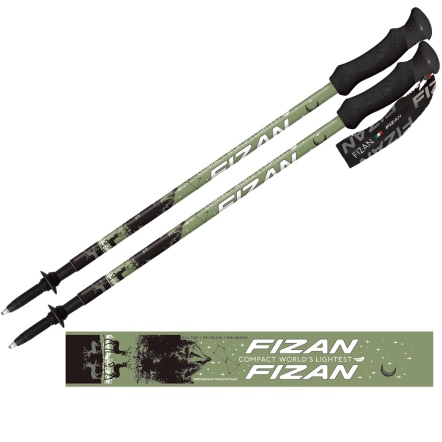 FIZAN 超輕三節式健行登山杖2入特惠組 能高綠