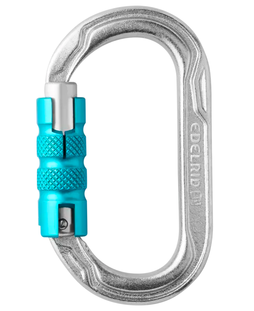 EDELRID Oval Power Steel 鎖扣式登山扣 鉤環 勾環 銀/藍